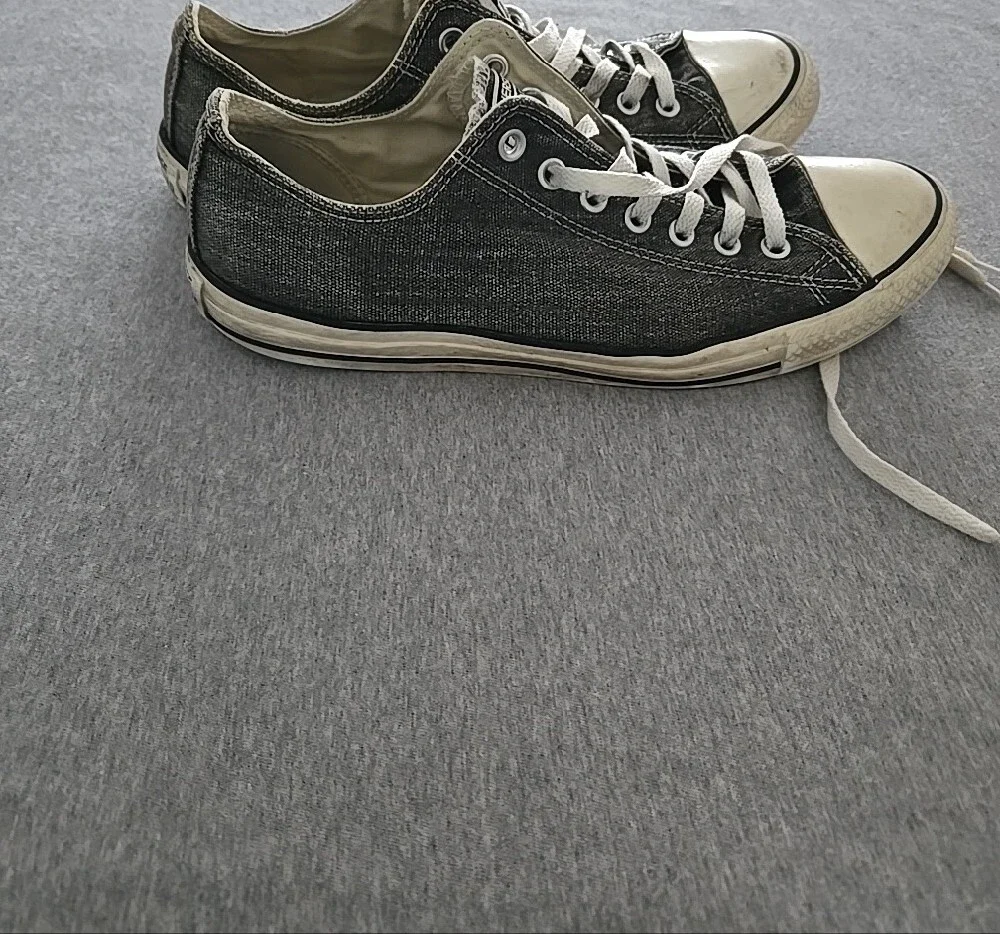 Converse Distressed Black & White Low-Top Canvas Sneakers